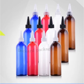 

Capacity 20pcs/lot 250ml Recycling container with pointed cap liquid,refillable square transparent empty plastic portable bottle