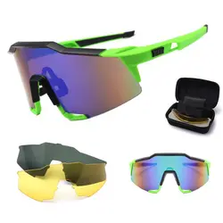 Поляризационные Велоспорт очки 3 объектива Спорт на открытом воздухе велосипедный GlassesWindproof Защита от солнца велосипед