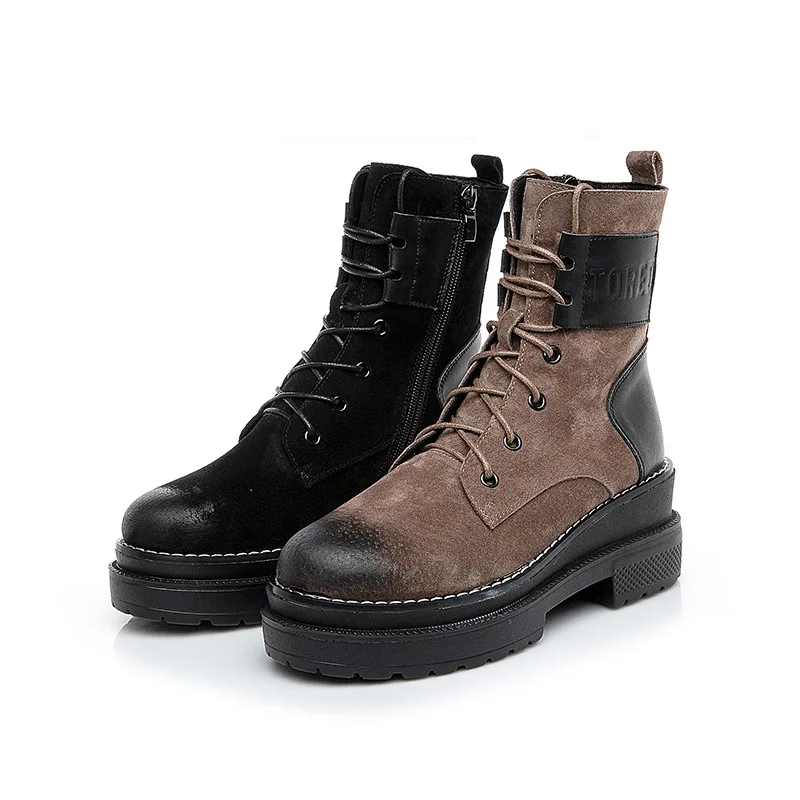 Simple Hiver Confortable BottesNoir Cuir En Bottes 2018 Semelle Nouvelle Épaisse Femmes Sauvage Casual marron Couleur Tendance Mode Solide Martin jzVpGSLMqU
