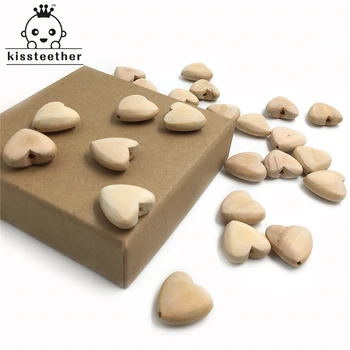 

20mm(0.79'')Unfinished Wood Hearts with Holes Natural Wooden Heart Drops Heart Pendant DIY Baby Teether Accessories