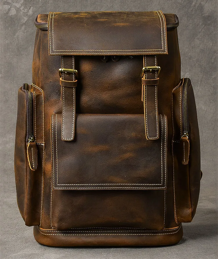 New Hot Sales Retro Genuine Leather Men's Backpack Large Capacity ...