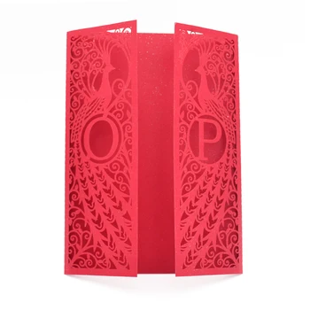 

50pcs red wedding cards quinceanera party supplies laser cut unique wedding invites