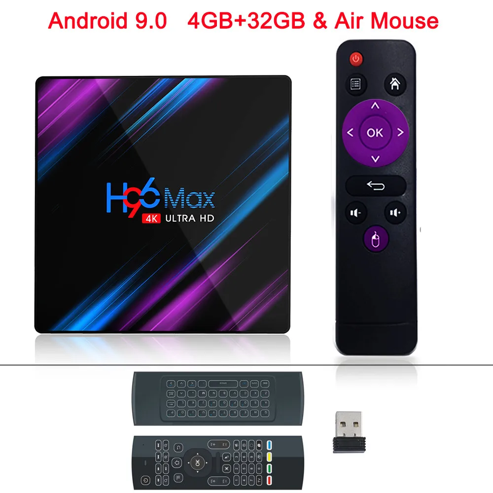 XGODY H96 MAX Android 9,0 Smart tv BOX RK3318 Четырехъядерный 4 ГБ 32 ГБ/64 ГБ медиаплеер 2,4G/5G двойной wifi телеприставка Bluetooth 4,0 - Цвет: 4GB 32GB Air Mouse