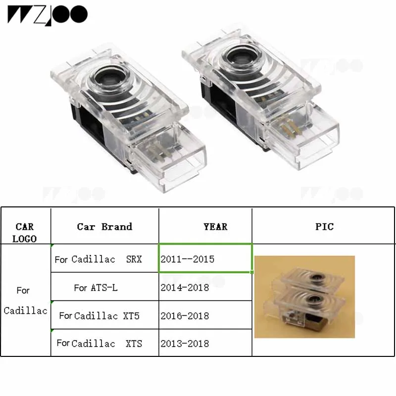 Wzjoo, 2 шт., для Cadillac, Автомобильный светодиодный светильник на дверь, добро пожаловать, логотип, украшение, тени, Лампа для проектора, для Cadillac, CTS, SRX, XTS, XT5, ATS-L