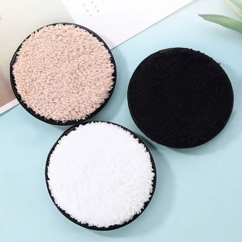 

3 Colors Facial Cosmetic Cleansing Puff Soft Thick Plush Makeup Removing Face Cleaning Pad Washable Reusable Skin Care Accessory