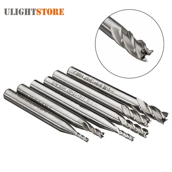 

6pcs/lot 2mm-6mm 4 Flute Milling Cutter Drill Bit Set HSS High Speed Steel Mini End Mills Engraving Tools for Soft Metal Wood