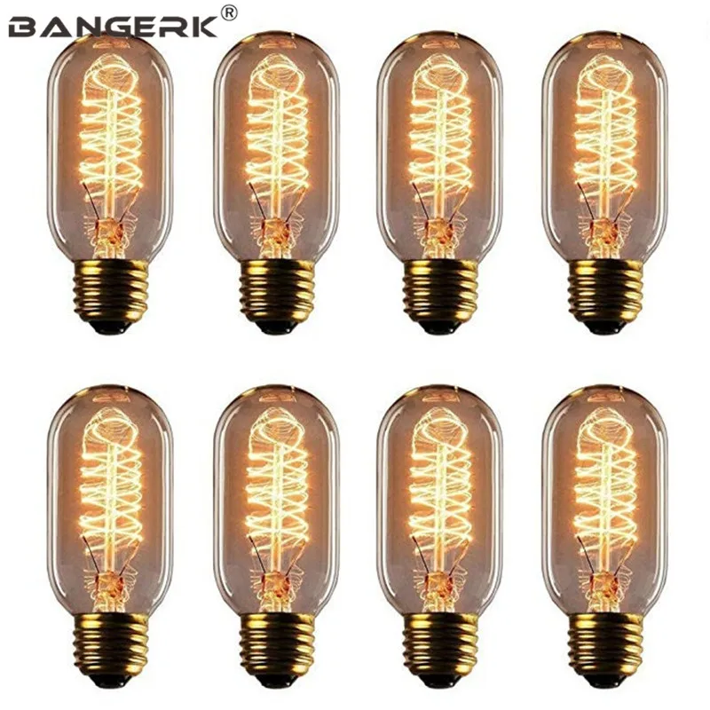 T45 Edison Bombilla de luz 110 V 220 V 40 W E27 antiguo Base lámpara Bombilla Vintage decoración de estilo bombillas de iluminación para el hogar Accesorios de luz T45 Edison Bombilla de luz 110 V 220 V 40 W E27 antiguo Base lámpara Bombilla Vintage decoración de estilo bombillas de iluminación para el hogar Accesorios de luz