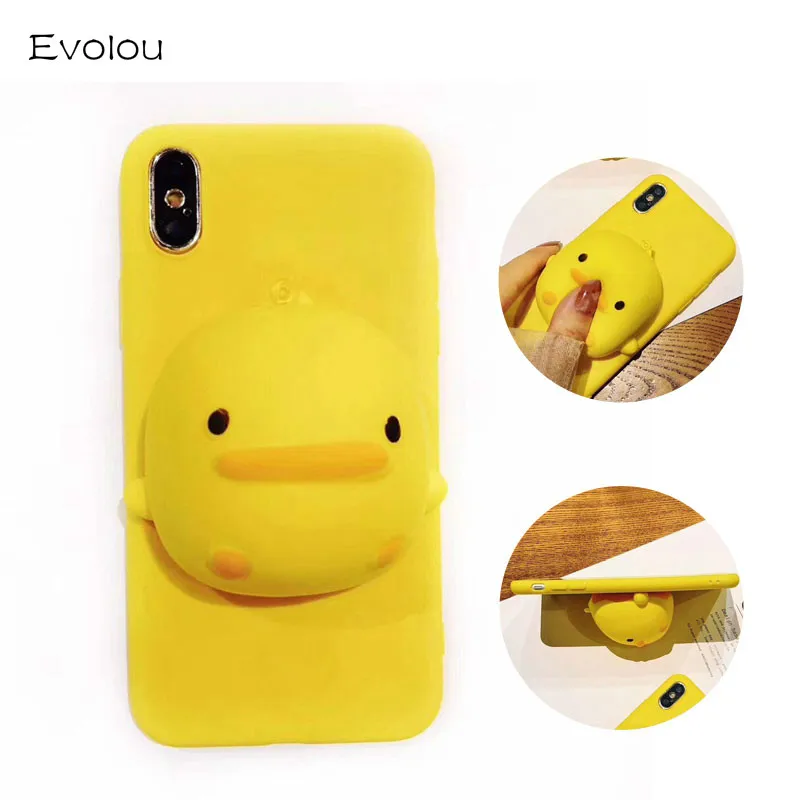 

3D Squishy Cute Yellow Duck Case Cover for Oneplus 6 Cover for One Plus 6 1+6 1 + 6 Cases Stress Reliever Bags Squeeze Capa