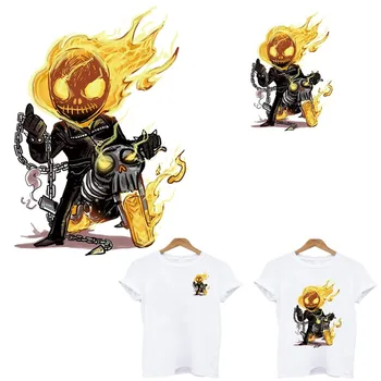 

Ghost Rider patches thermo stickers on clothes iron on transfers for clothing application of one anime patch appliques stripes