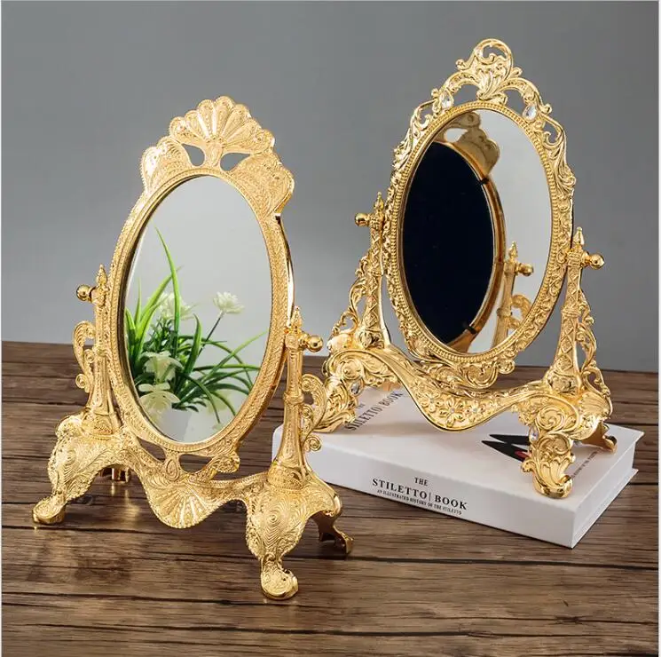 Europe 360 rotating sliver/gold color Desktop mirror zinc alloy metal