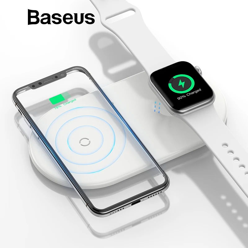 

Baseus 2 in 1 Wireless Charger For iPhone X XS Max XR 8 Apple Watch 4 3 2 Fast Wireless Charging Pad(Update Support iP Watch 4)