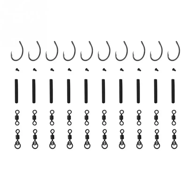 

50pcs/set Rig Making Heat Shrink Tube Fishing Rig Shrink Tube Hooks Swivel Stop Beads Terminal Rig Tackle Carp Fishing Accessory