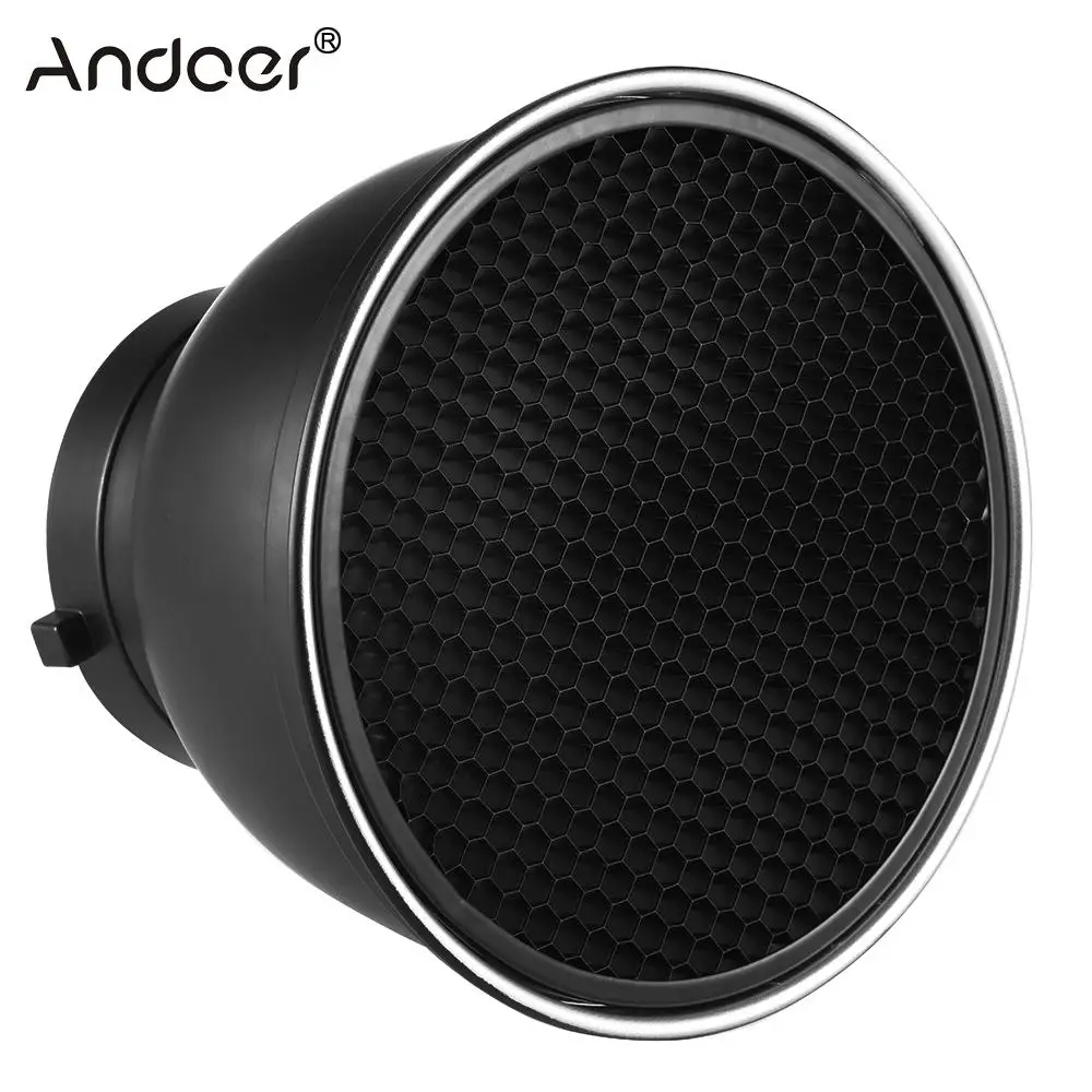 

Andoer 7" Standard Reflector Diffuser Lamp Shade Dish w/ 60 Honeycomb Grid for Bowens Mount Studio Strobe Flash Light Speedlite