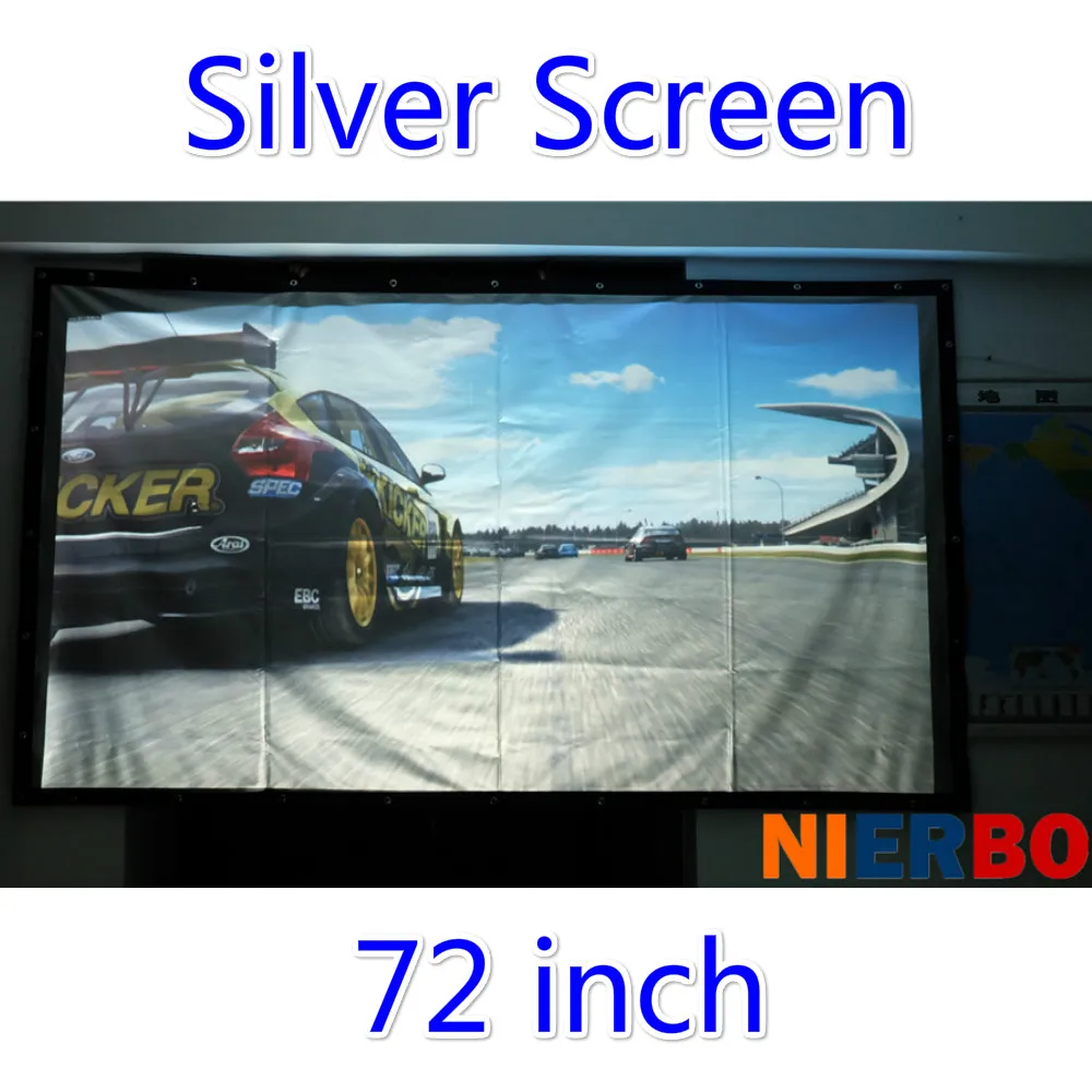3D silver screen 72 inch protable projector silver screen video
