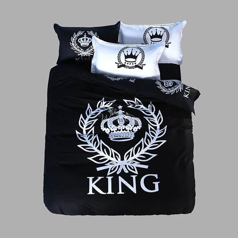 Hot Sale 100% cotton Black And White Home Textiles Plain Printed Comforters Cheap Soft Bedding ...