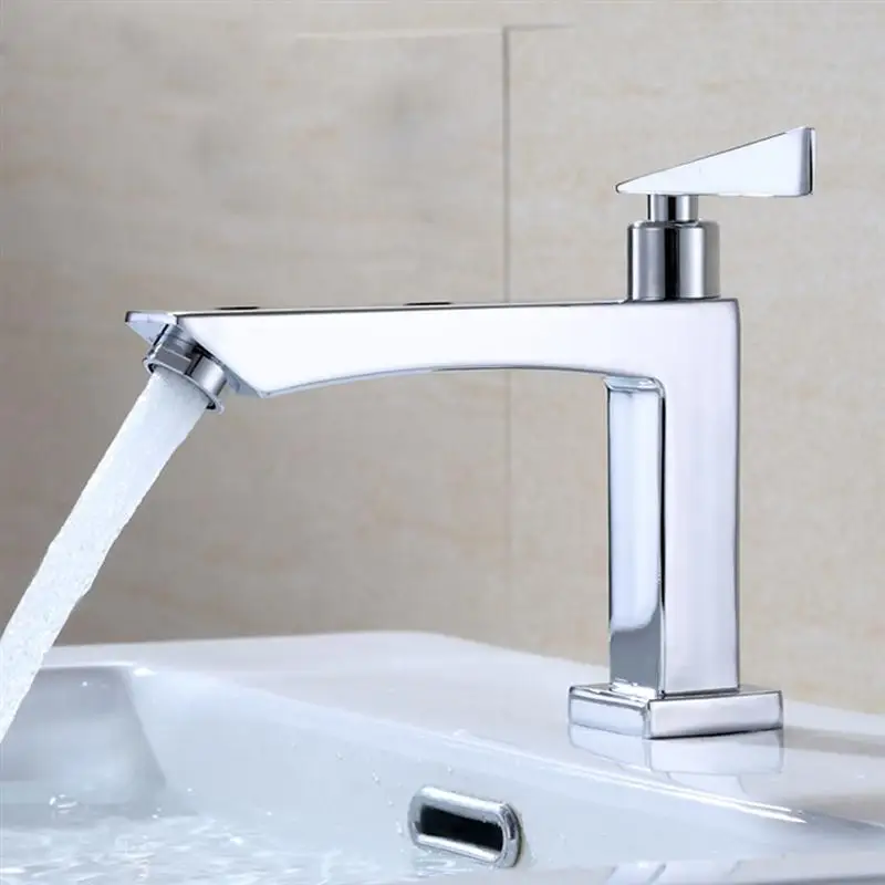 

1 PC Single Handle Water Faucet Durable Basin Sink Water Tap Single Cold Solid Zinc Alloy Bathroom Faucet Kitchen Accessories
