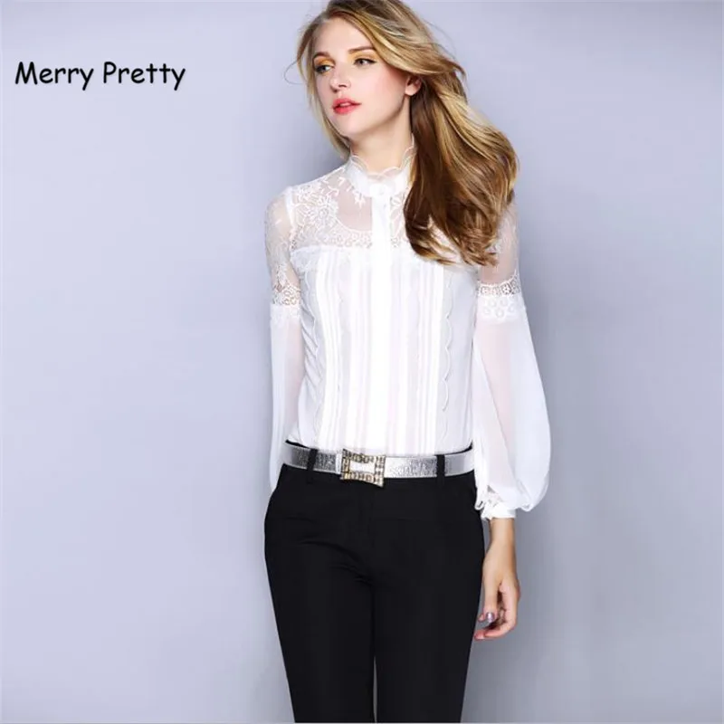 Merry Pretty New Luxury White Black Silk Blouses for Women