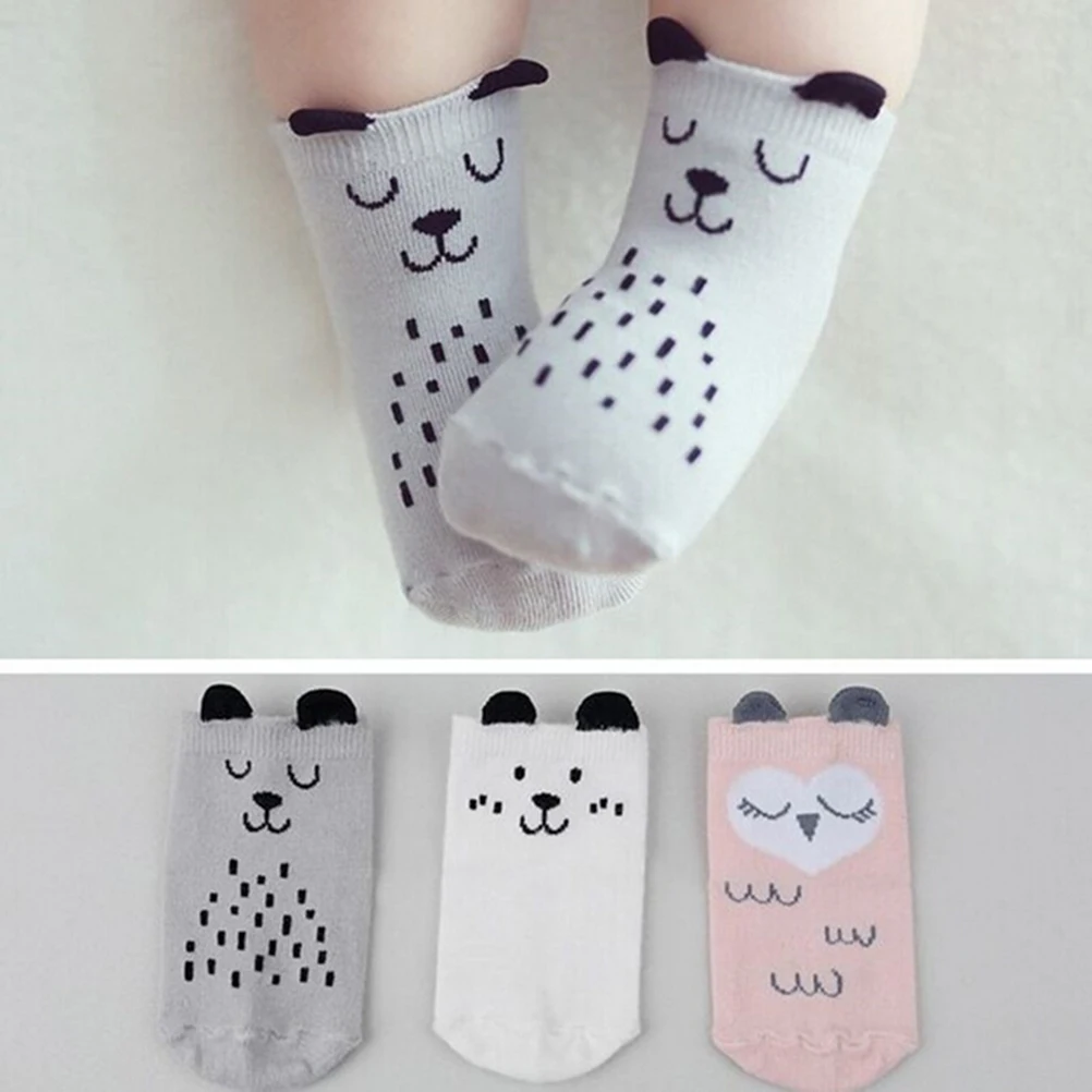 New 1 Pair Spring Winter Baby Born Socks Newborn Cotton Boys Girls Cute Toddler Asymmetry Anti-slip Socks
