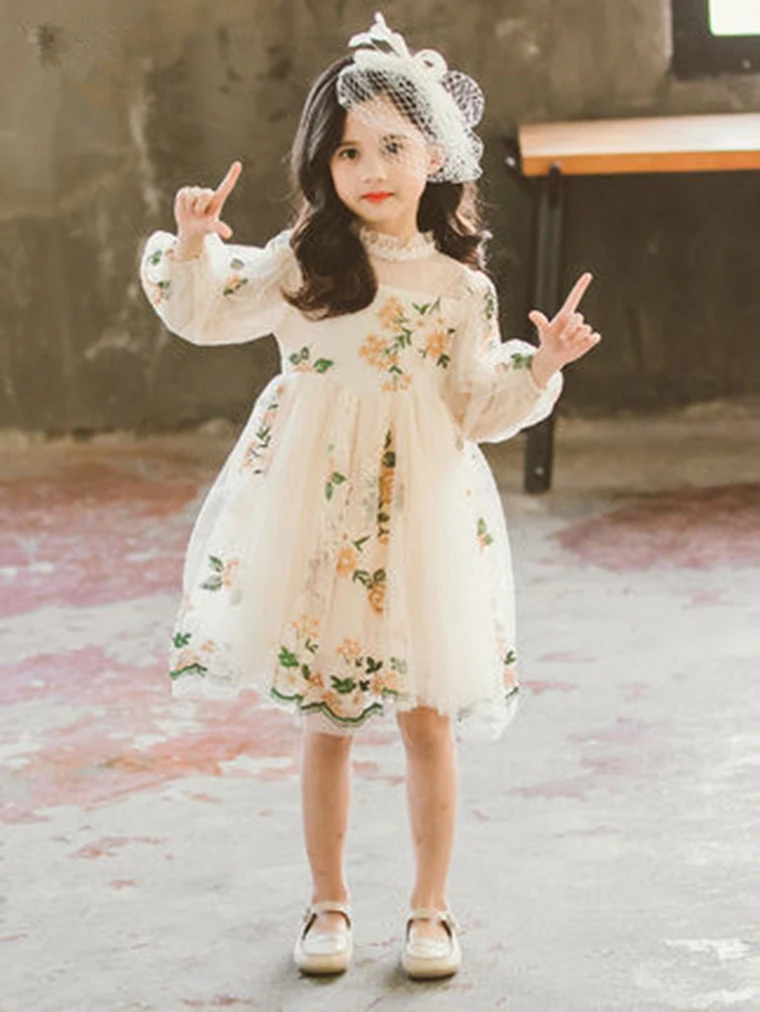 Filles à Manches Longues Polka Dot robe princesse mignon nœud Enfants Vêtements L&6 