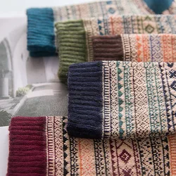 Winter Thick Men Male Thicken Striped Plaid Long Socks Retro Geometric Knit Faux Rabbit Wool Winter Thick Men Male Thicken Striped Plaid Long Socks Retro Geometric Knit Faux Rabbit Wool