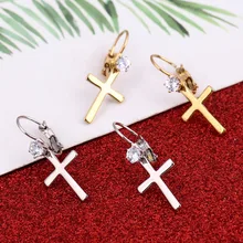Маленькие сережки-крестики для женщин Девушка религиозная Подвеска "Иисус" камень серьги ювелирные изделия распятие христианские украшения