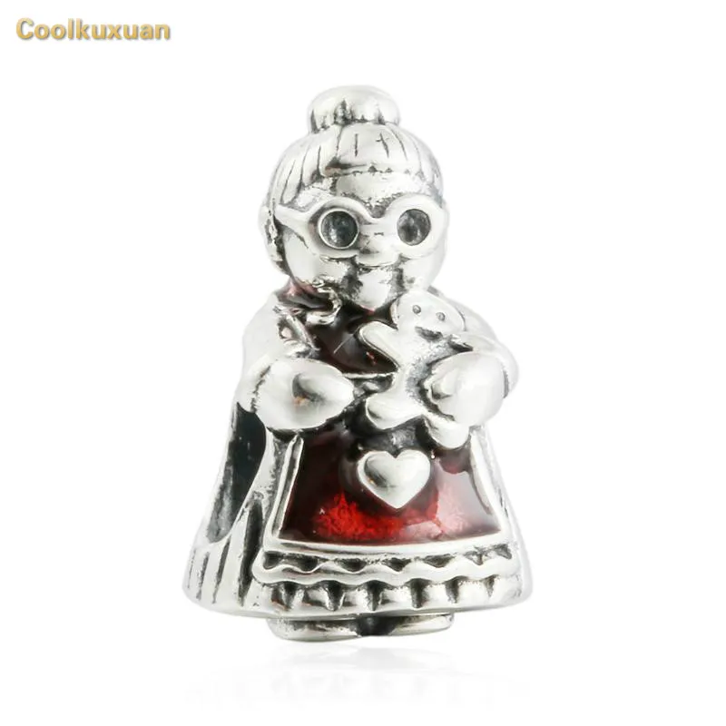 

2018 Winter New 925 Sterling Silver Red Enamel Mrs. Santa Claus Charms Beads Fits Pandora Bracelet Jewelry Making Diy Christmas