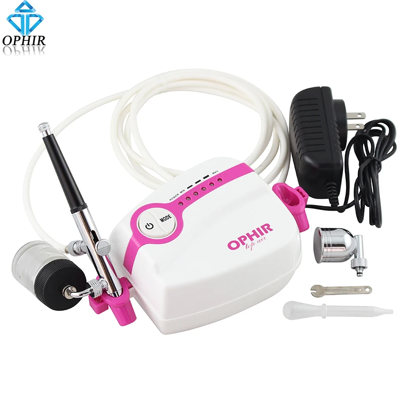 

OPHIR 0.3mm Airbrush Kit White&Pink Mini Air Compressor for Temporary Tattoo_AC094W+AC005