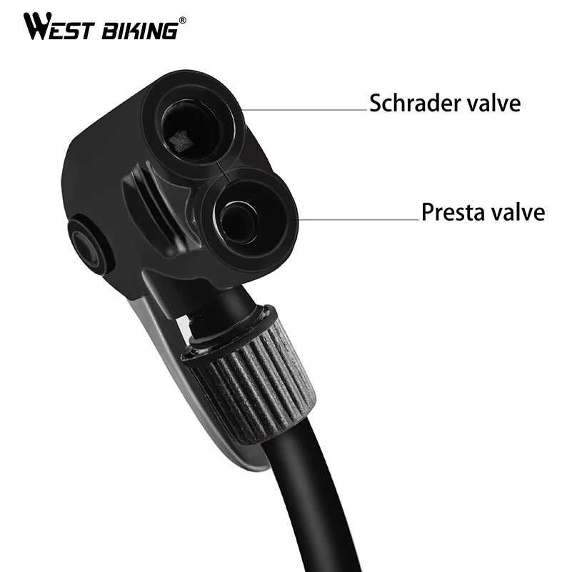 WEST BIKING 150PSI Bicycle Pump High Pressure Bicycle Tire Inflator MTB Bike Air Pump for Motorcycle Electric Car Bike Tire Pump