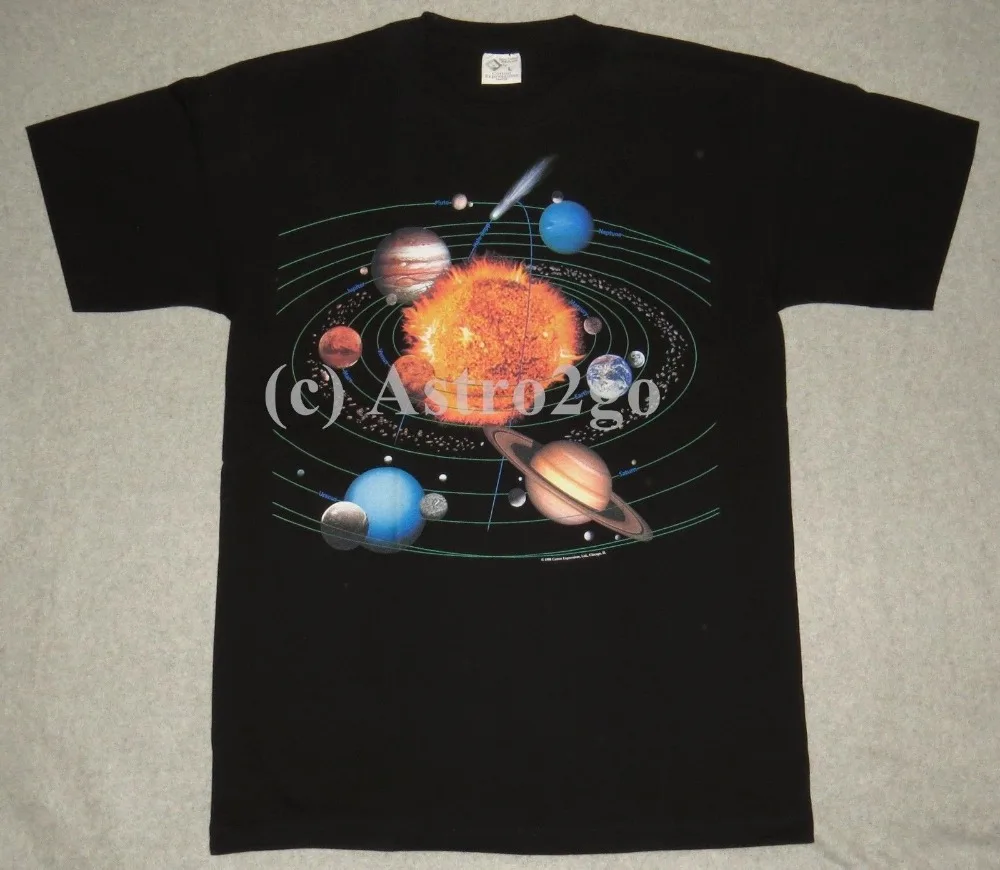 Solar System with Pluto-Sun Planets Orbits Comet Space Science Astronomy T Shirt 2019 Fashion Brand Men'S Tops Street Wear T-Shi | Мужская