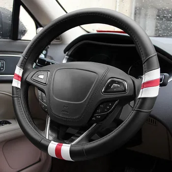 

Sport Car Steering Wheel Cover Microfiber Leather Handlebar Covers Accessories Auto Four Season Steering-Wheel Cases Black