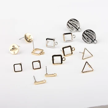 

Diy Korean temperament long earrings material package simple triangle square round earrings accessories