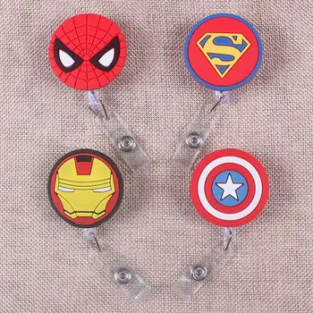 

Big Heros Retractable The Badge Holder Reel Cartoon Spiders Exhibition Enfermera Captain Name PU Card Hospital Office Chest Card