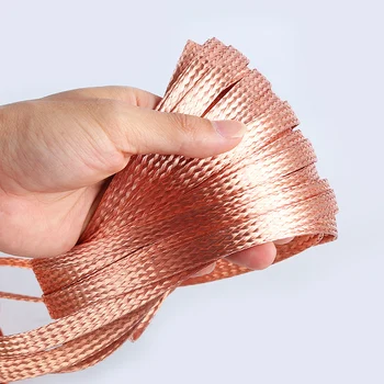 

Braided Strap 1.5mm2-10mm2 Conductive Band Copper Strip Length 1 Meter Copper Wire Electric Box Connection Ground Wire