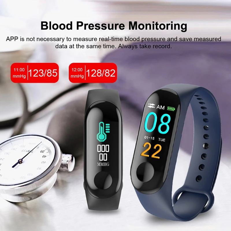 

Sports Bracelet IP67 Waterproof Anti-lost Smart Bracelet Blood Pressure Monitoring ECG Fitness Tracker Smart Band PK mi 3