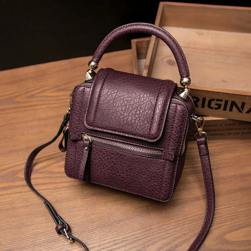 

Lady Flap Bag Luxury Leather Litchi Grain Solid Handbag Women Crossbody Shoulder Messenger Shopper Bag Office Handbag Black 2019