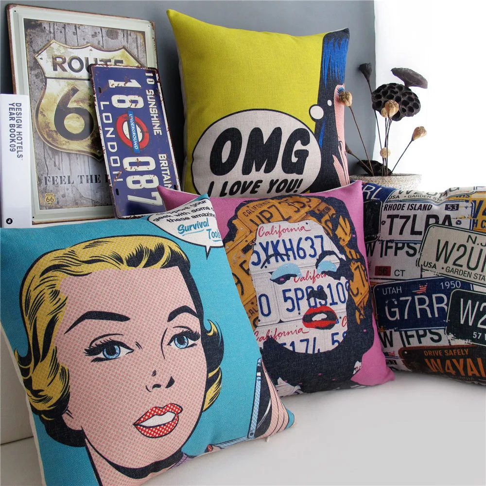 American POP Art Marilyn Monroe Cushion Cover Home Decorative Sofa
