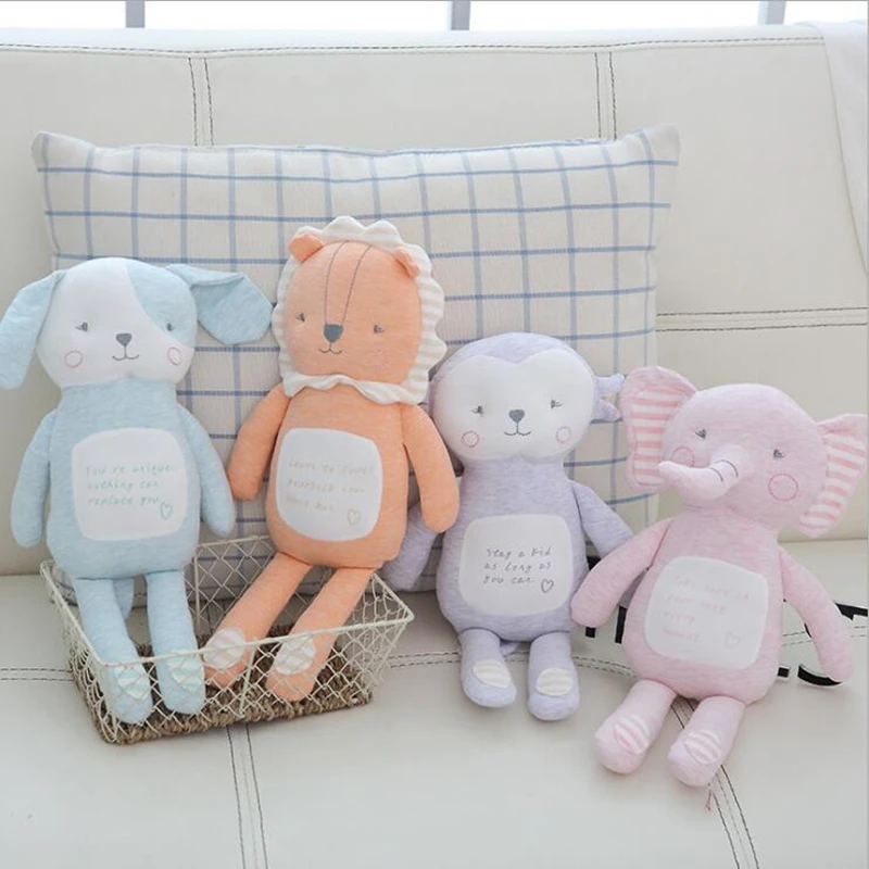 

New Cute Elephant Dog Monkey Lion Plush Toy Lovely Stuffed Animal Cloth Art Calm Doll Cartoon Birthday Valentines Gifts 38cm