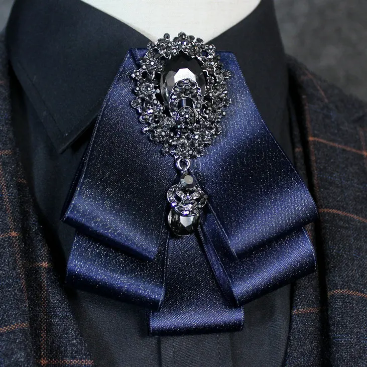 Ribbon Bowtie Британская Мужская и женская деловая Свадебная вечеринка рубашка с галстуком-бабочкой слой галстук-платок эластичная лента Сплав Кристалл Стразы Бабочка - Цвет: Ribbon Bowtie