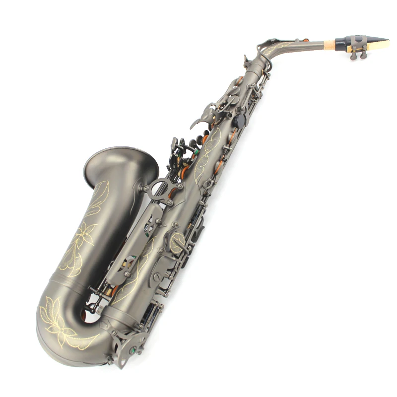 Customiz Your Logo Alto Saxophone Matte Black Nickel Gold Eb Sax Pearl