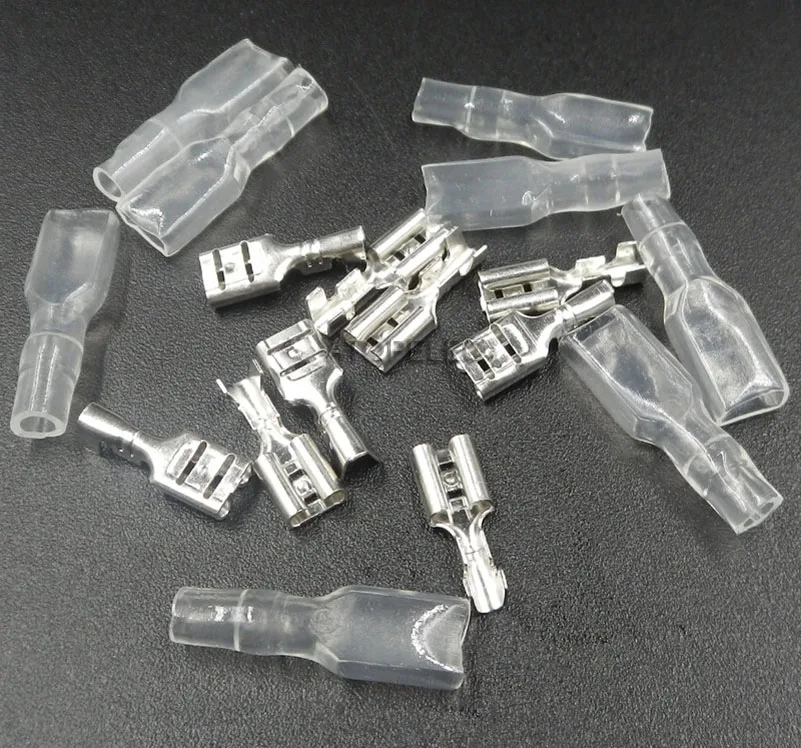 

10pcs 6.3mm Crimp Terminal Female Spade Connector + Insulation Sheath Case