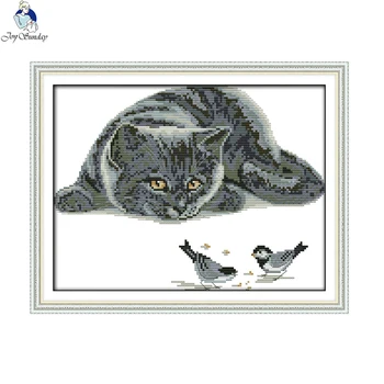 

Needlework DIY DMC Cross stitch, Sets For Embroidery kits,The curious cat (2) Patterns Counted Cross-Stitching, Home Decor