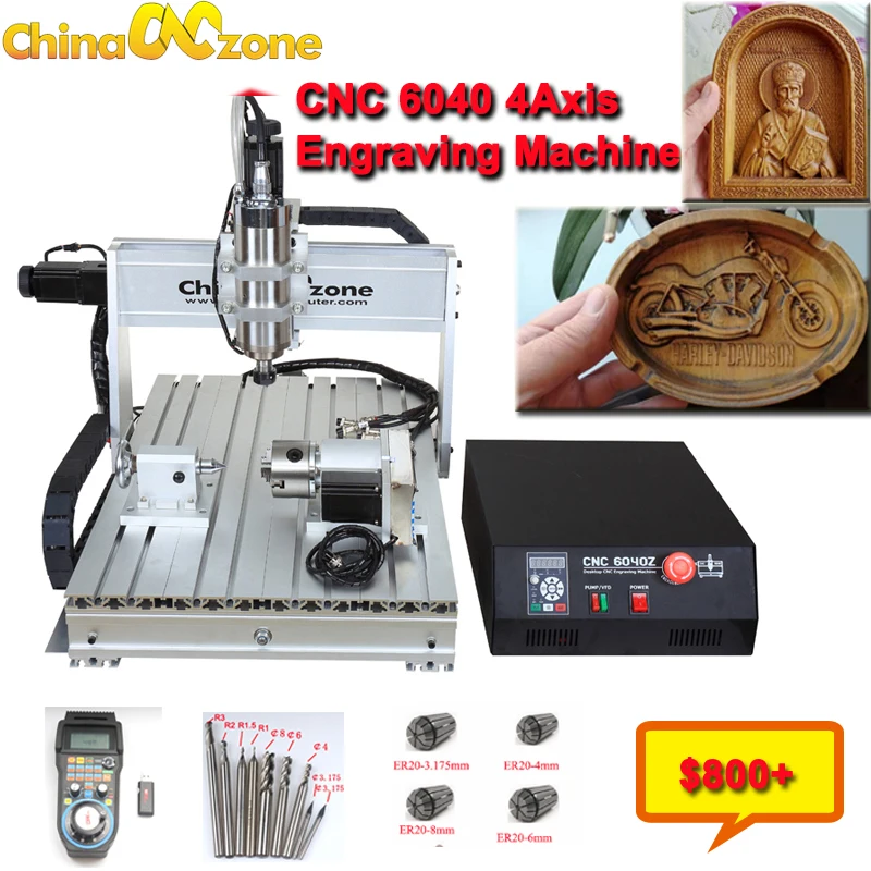 

CNC 6040z 2.2KW 4axis CNC Wood Router 3 Axis Metal USB milling Engraver Machine Cutter Aluminum DIY Carving Independent Drive