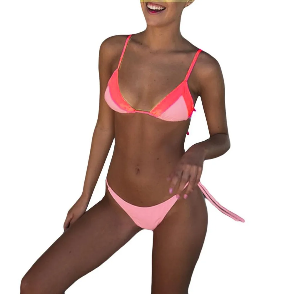 

Fashion Sexy Bikinis Set Women Splice Print Bandage Tankini Brazilian Swimwear Two-piece Bathing Swimming Wearing Bikini Micro