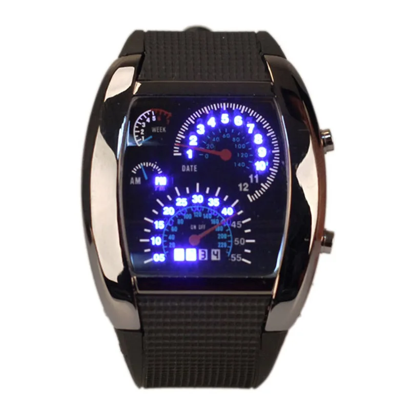 Men Military LED Backlight Digital Quartz Wristwatch Sports Watch Rubber Band Adjustable Brightness NR-shipping - Название цвета: Коричневый