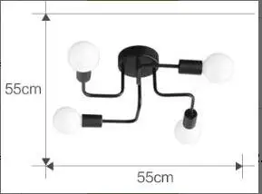 Креативный Простой Современный Железный промышленный потолочный светильник светодиодный E27 Европейский потолочный светильник для гостиной спальни гостиной Кухни Кабинета - Цвет корпуса: 4 Lights