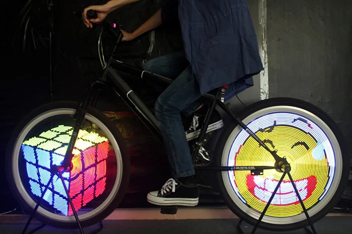 YQ8003 DIY программируемый велосипедный спиц велосипед колеса светодиодный светильник двухсторонний экран дисплей изображение для ночного велоспорта
