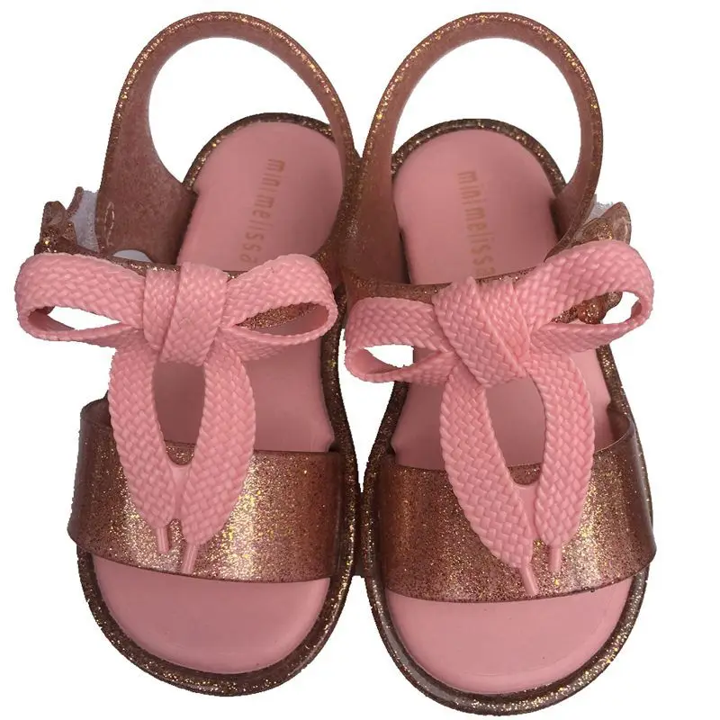 Новое поступление; мини-обувь; летняя стильная прозрачная обувь; Нескользящие Детские пляжные сандалии для маленьких девочек - Цвет: Розовый