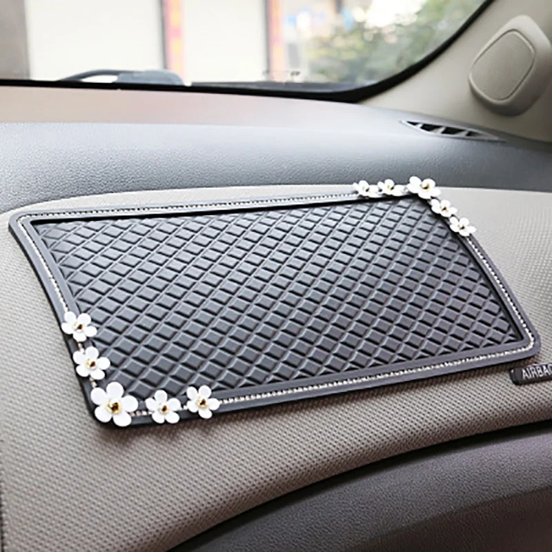 Car Dashboard Flower Diamond Anti Slip Mat For Phone Sunglasses