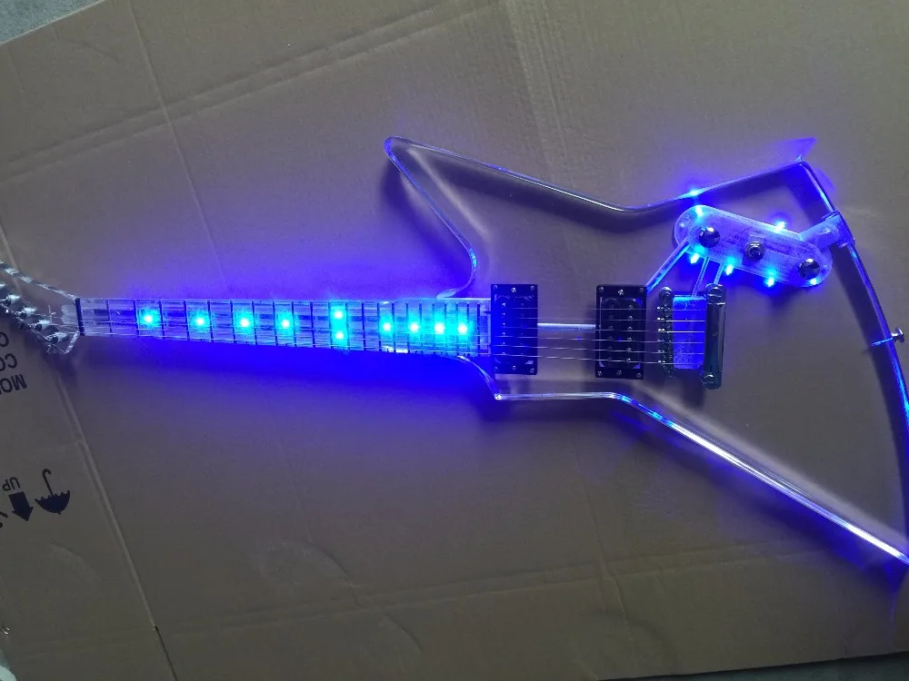 

Electric Guitar/Ice Blue LED Lamp Special-shaped Guitar/Quality Guitar/Customizable