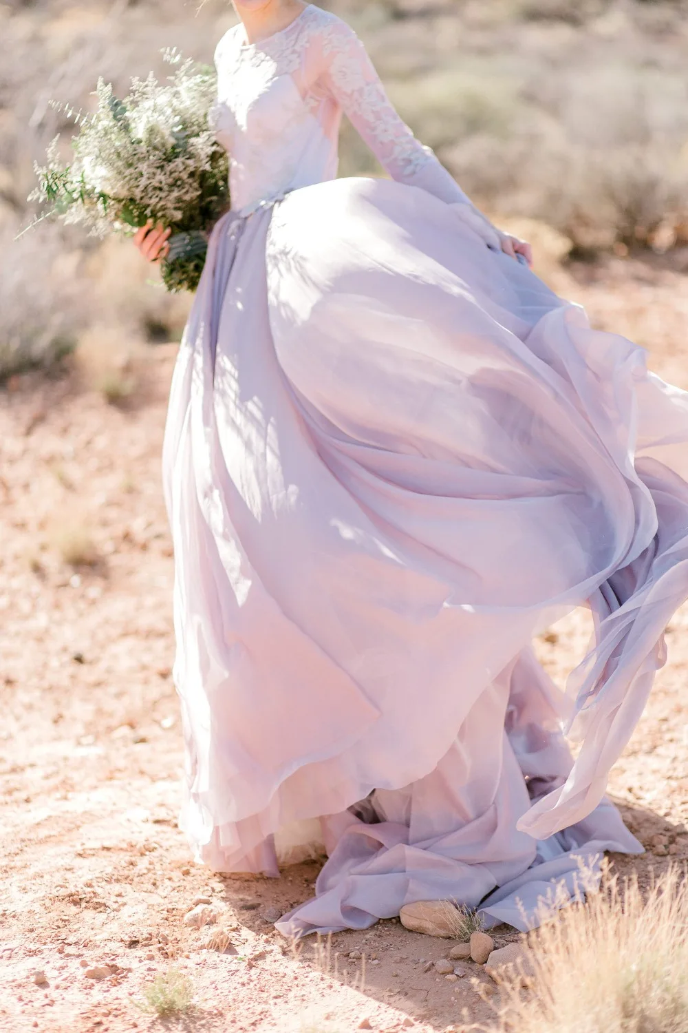 Лаванда шифоновое свадебное платье 2019 весна лето мечтательный богемский невесты-to-be с длинным рукавом Vestido De Noivas DW030